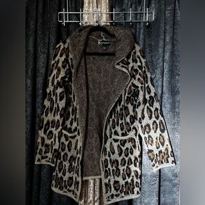 Kempson Leopard Print Open Front Cardigan sweater